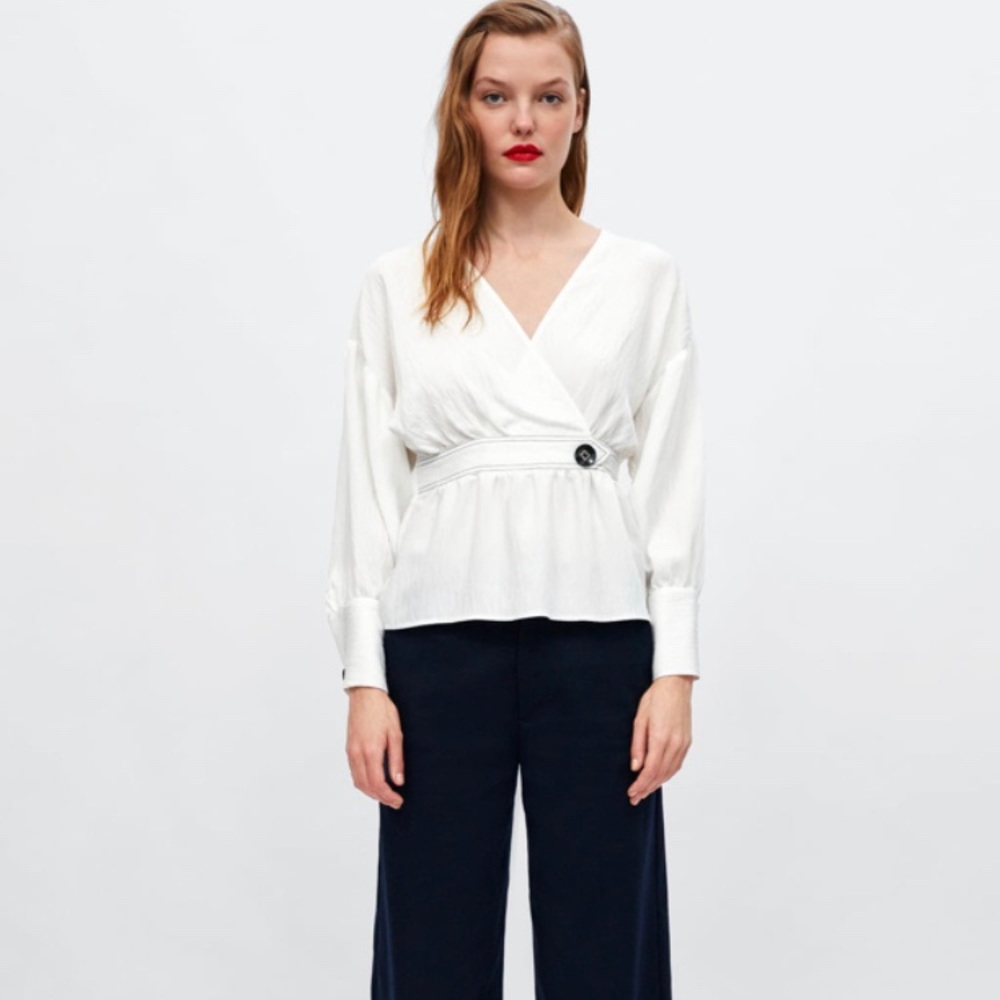ZARA SHIRT BLOUSE WHITE SIZE SMALL S Brand new